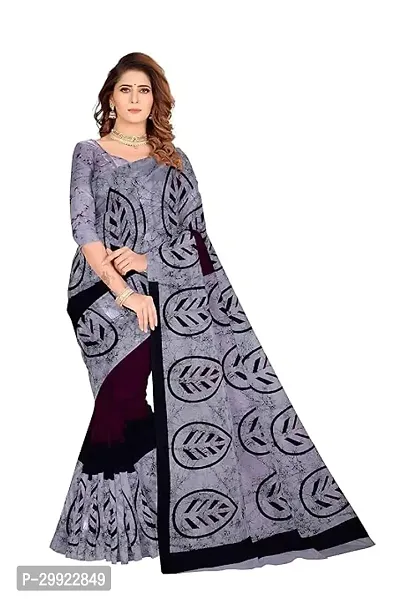 Elegant Multicoloured Cotton Printed Ready To Wear Stitched Saree For Women-thumb0