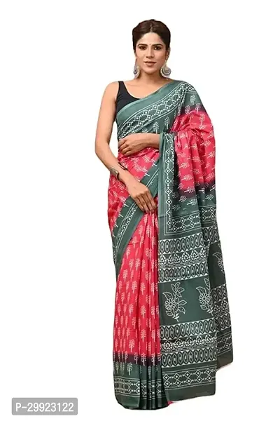 Elegant Multicoloured Cotton Printed Ready To Wear Stitched Saree For Women-thumb0