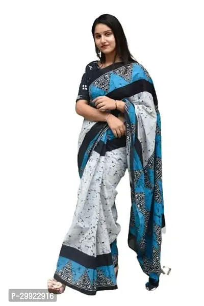 Elegant Multicoloured Cotton Printed Ready To Wear Stitched Saree For Women