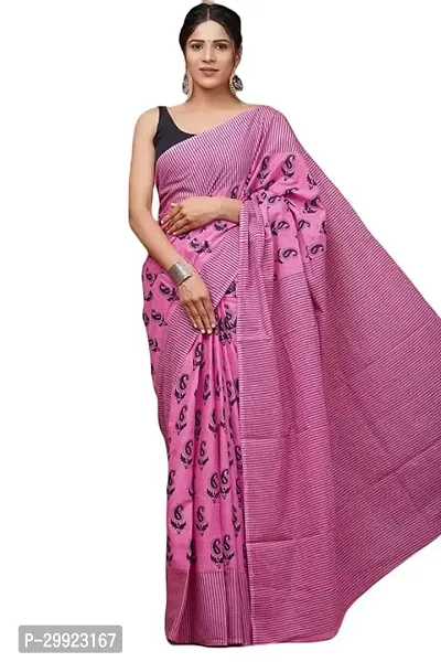 Elegant Multicoloured Cotton Printed Ready To Wear Stitched Saree For Women-thumb0