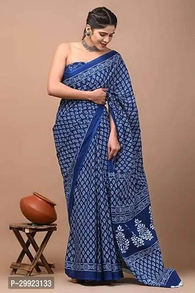 Elegant Multicoloured Cotton Printed Ready To Wear Stitched Saree For Women-thumb0