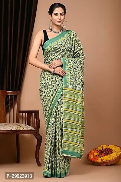 Elegant Multicoloured Cotton Printed Ready To Wear Stitched Saree For Women-thumb0