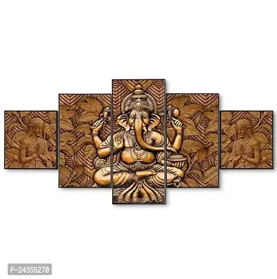 Designer Ganesha Framed Painting For Wall , Home Decor , Pooja Room ,Drawing Room ,Office- Set Of 5-thumb0
