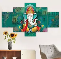 Designer Ganesha Framed Painting For Wall , Home Decor , Pooja Room ,Drawing Room ,Office- Set Of 5-thumb2