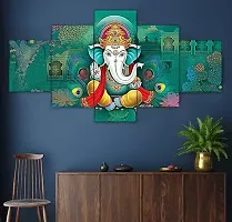 Designer Ganesha Framed Painting For Wall , Home Decor , Pooja Room ,Drawing Room ,Office- Set Of 5-thumb1