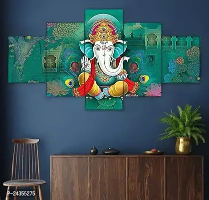 Designer Ganesha Framed Painting For Wall , Home Decor , Pooja Room ,Drawing Room ,Office- Set Of 5-thumb2