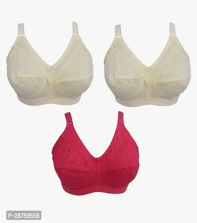 Stylish Multicoloured Cotton Blend Solid Bras For Women Pack Of 3