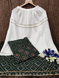 Dungarees Women's Printed Rayon Ethinic Wear Round Neck 3/4 Sleeve Lightweight Latest Fully Stitched Kurta with Skirt Set (MI_46)-thumb2