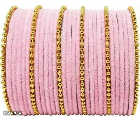 Elegant Pink Glass Artificical Beads Bangles For Women