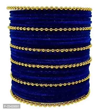 Elegant Navy Blue Glass Artificical Beads Bangles For Women-thumb0