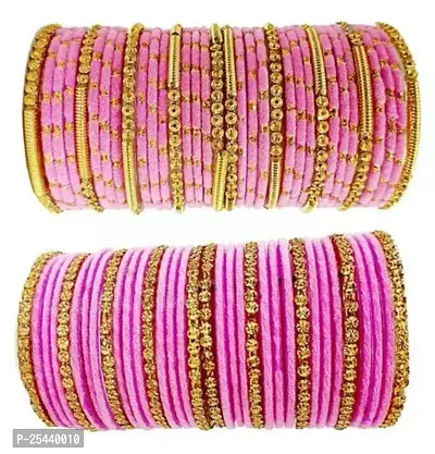 Elegant Pink Glass Bangles Combo For Women