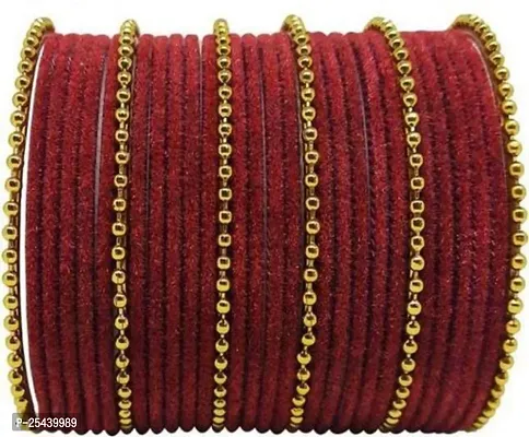 Elegant Maroon Glass Artificical Beads Bangles For Women-thumb0