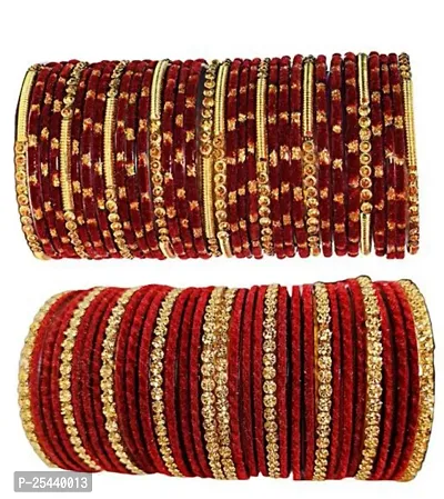 Elegant Maroon Glass Bangles Combo For Women