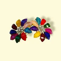Crystal Studs Earrings for girls And Women Wear -3.5 cm (Multi)-thumb2