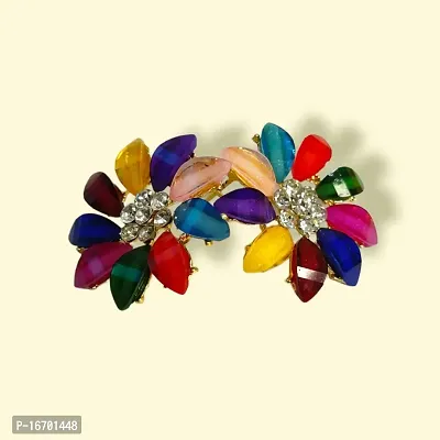 Crystal Studs Earrings for girls And Women Wear -3.5 cm (Multi)-thumb3