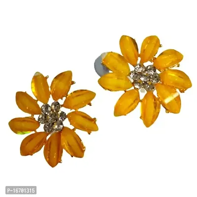 Beautiful Crystal Stud Earrings For Girls  Women (Yellow)-thumb0