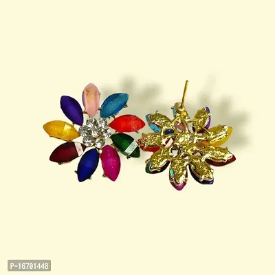 Crystal Studs Earrings for girls And Women Wear -3.5 cm (Multi)-thumb4