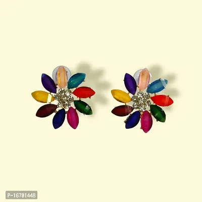 Crystal Studs Earrings for girls And Women Wear -3.5 cm (Multi)-thumb5