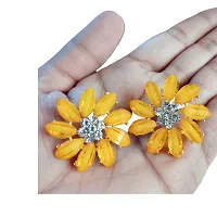 Beautiful Crystal Stud Earrings For Girls  Women (Yellow)-thumb1