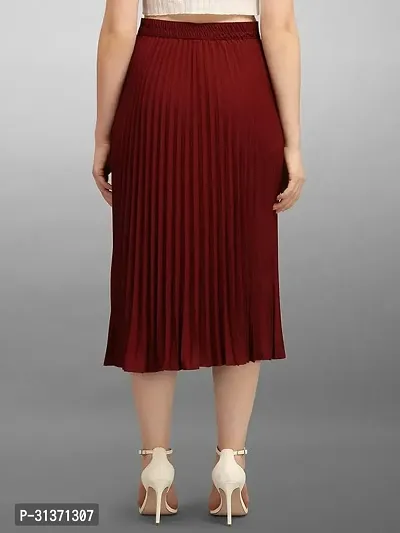 Elegant Maroon Crepe Solid Skirts For Women-thumb4