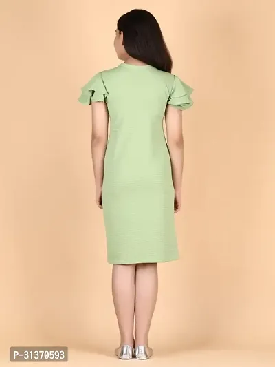 Stylish Green Wool Dress For Girls-thumb4