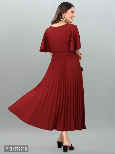 Stylish Maroon Crepe Dresses For Women-thumb3