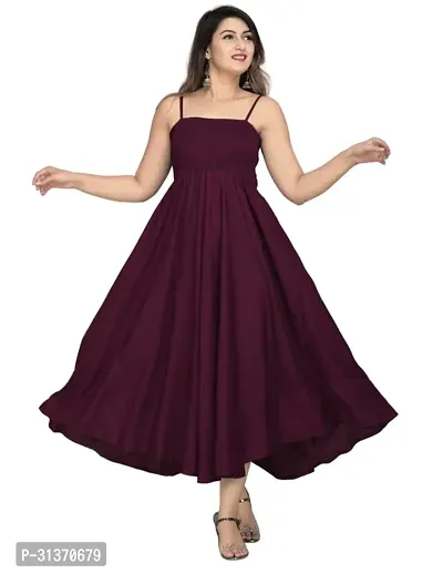 Stylish Purple Rayon Dresses For Women-thumb0