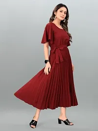 Stylish Maroon Crepe Dresses For Women-thumb1