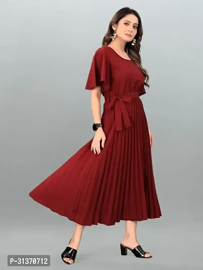 Stylish Maroon Crepe Dresses For Women-thumb2