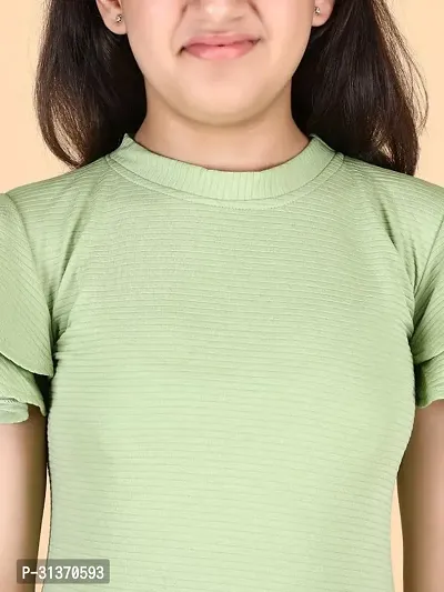 Stylish Green Wool Dress For Girls-thumb2