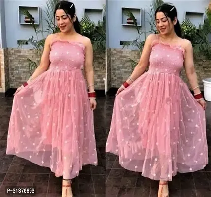 Stylish Pink Net Dresses For Women-thumb2