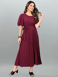 Stylish Maroon Crepe Dresses For Women-thumb3