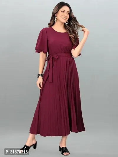 Stylish Maroon Crepe Dresses For Women-thumb4