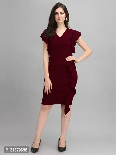 Stylish Maroon Rayon Dresses For Women-thumb2