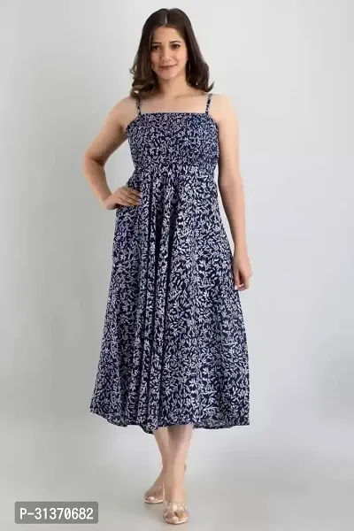 Stylish Blue Rayon Dresses For Women-thumb2