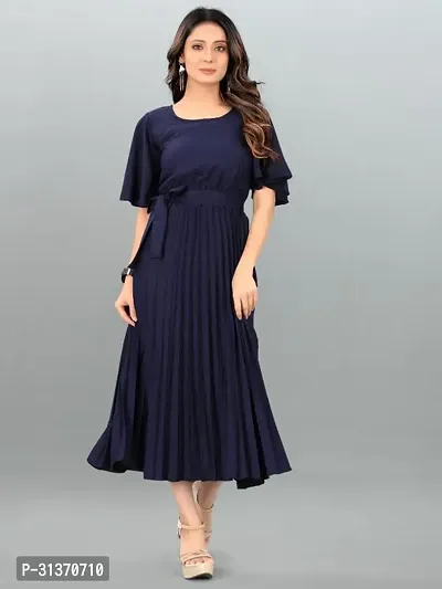 Stylish Blue Crepe Dresses For Women-thumb4