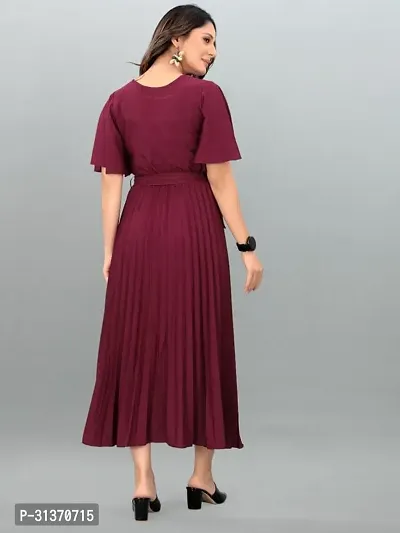 Stylish Maroon Crepe Dresses For Women-thumb5