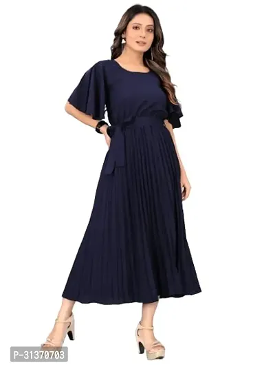 Stylish Blue Crepe Dresses For Women-thumb5