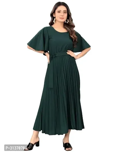 Stylish Green Crepe Dresses For Women-thumb0