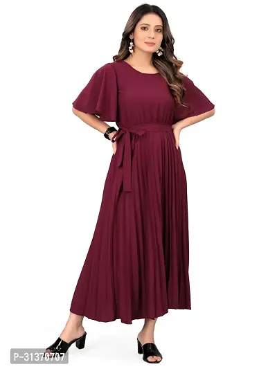 Stylish Purple Crepe Dresses For Women-thumb2