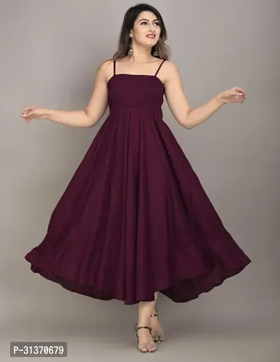 Stylish Purple Rayon Dresses For Women-thumb2