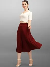 Elegant Maroon Crepe Solid Skirts For Women-thumb2