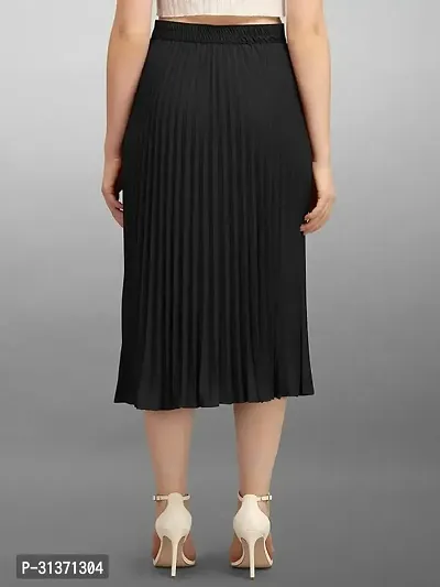 Elegant Black Crepe Solid Skirts For Women-thumb3