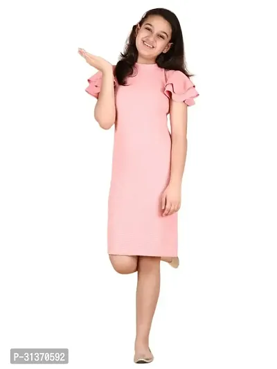 Stylish Pink Wool Dress For Girls-thumb0