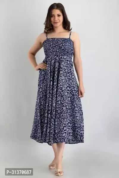 Stylish Blue Rayon Dresses For Women-thumb2