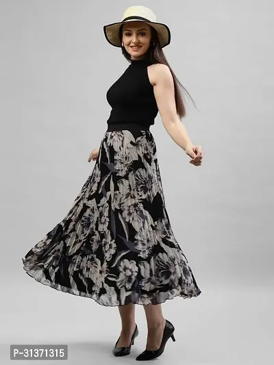 Elegant Multicoloured Crepe Printed Skirts For Women-thumb5