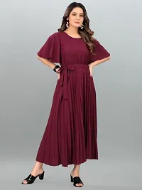 Stylish Maroon Crepe Dresses For Women-thumb1