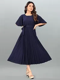 Stylish Blue Crepe Dresses For Women-thumb1