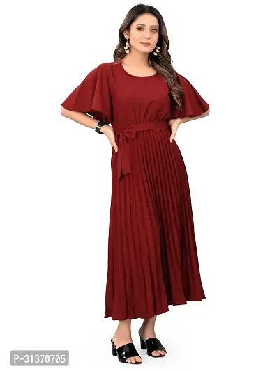 Stylish Maroon Crepe Dresses For Women-thumb3