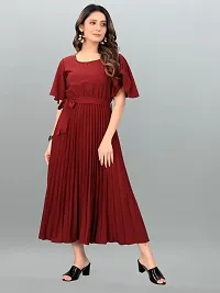 Stylish Maroon Crepe Dresses For Women-thumb3